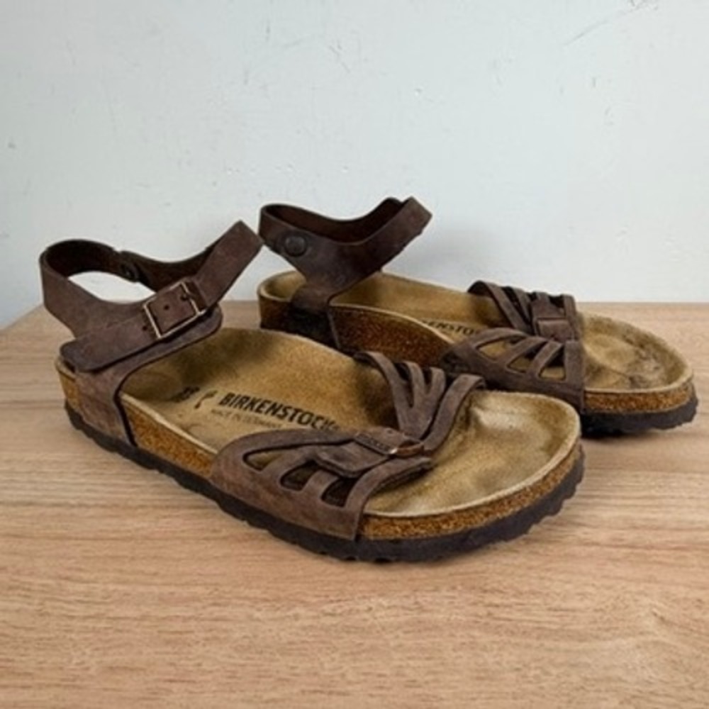 Birkenstock Bali Women's Sandals EU 39 US 8 Brown Oiled Leather Ankle Strap Boho